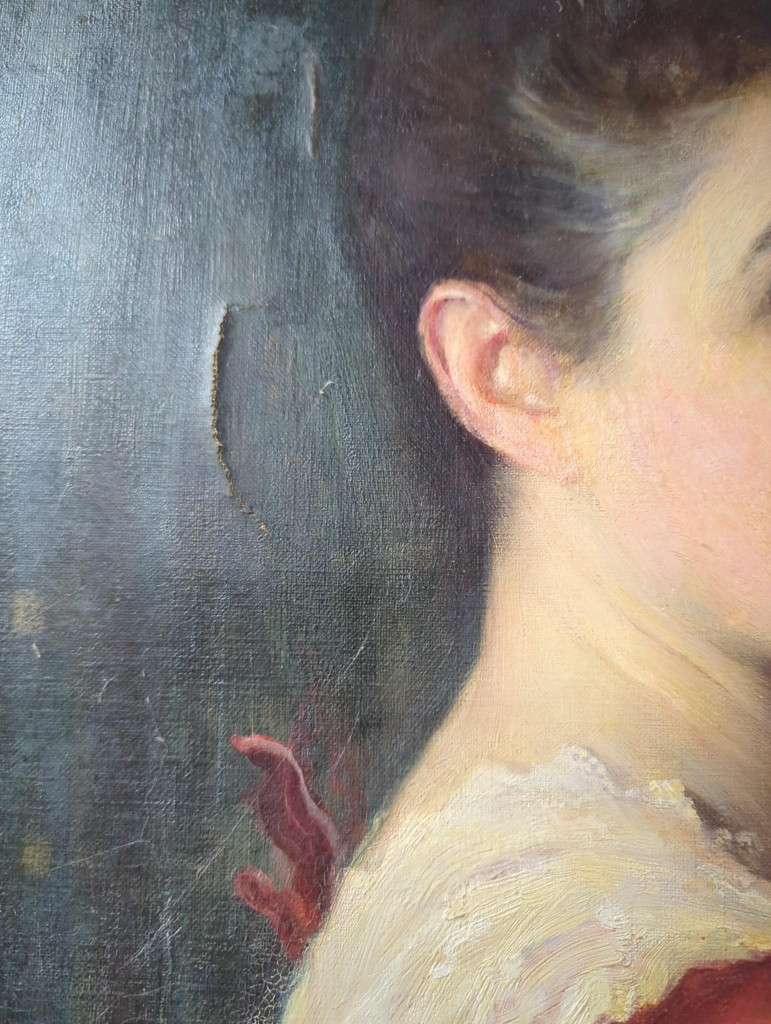 Frederick Samuel Beaumont, R.I. (b.1861, exh.1884-1922), a pair of oils on canvas, portrait of Ellen Margaret Hall (1848-1944), unsigned, 83 x 62cm, together with a portrait of Francis Muir (1839-1912), unsigned, 83 x 61